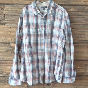 Banana Republic Plaid Button-Down Shirt in Blue, Brown, Cream